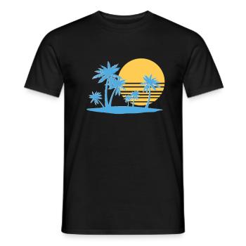 Palm Tree Island 80`s Retro Sommer Palmen Insel - Männer T-Shirt - Schwarz - Vorne - AI Model Male 178 light (178cm)