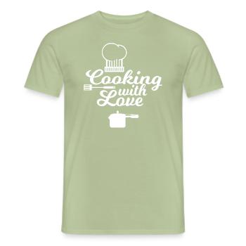 Je cuisine avec amour ! - T-shirt homme - vert sauge - Devant - AI Model Male 178 light (178cm)