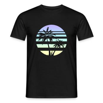 Vaporwave Aesthetics Retro Vintage Sun Palms - T-shirt homme - noir - Devant - AI Model Male 178 light (178cm)