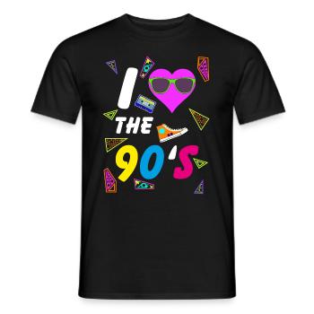 90s Love Mixtape sneaker costume colorful colors - Men's T-Shirt - black - Front - AI Model Male 178 light (178cm)