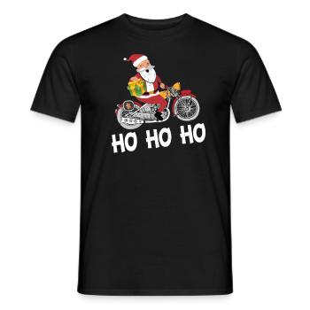 Santa Claus Biker Santa Claus Nicholas Motorcycle - Men's T-Shirt - black - Front - AI Model Male 178 light (178cm)