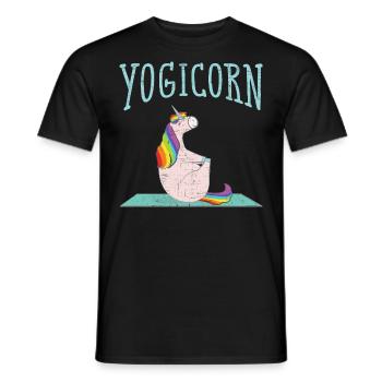 Yogicorn | Cool Yoga Unicorn On Mat - T-shirt homme - noir - Devant - AI Model Male 178 light (178cm)