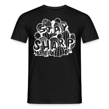 Stay Sharp | Cool Cactus Illustration Design - T-shirt homme - noir - Devant - AI Model Male 178 light (178cm)