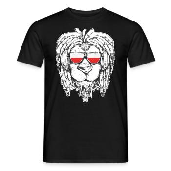 Rasta Biker Patriot Lion Pologne cadeau d'anniversaire - T-shirt homme - noir - Devant - AI Model Male 178 light (178cm)