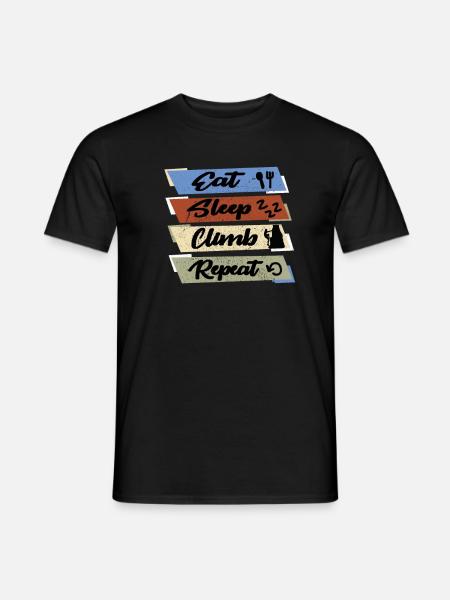 Eat Sleep Climb Repeat Nourriture Escalade Dormir - T-shirt homme - noir