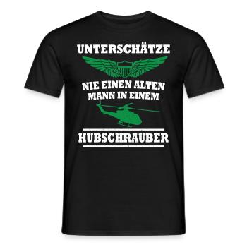 Alter Hubschrauber Pilot Helicopter Pilot - Männer T-Shirt - Schwarz - Vorne - AI Model Male 178 light (178cm)
