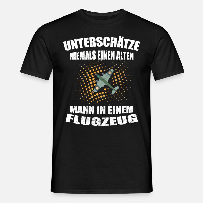 Alter Mann im Flugzeug alter Pilot Piloten Design - Männer T-Shirt - Schwarz