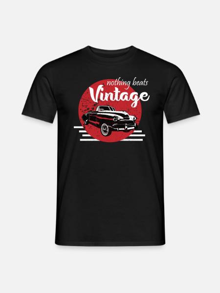 Vintage Oldtimer 50er Jahre Rockabilly Biker - Männer T-Shirt - Schwarz