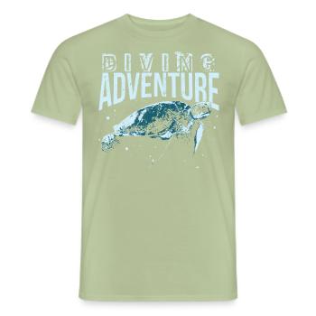 Plongée, plongeur, tortue d'eau de plongée, chemise - T-shirt homme - vert sauge - Devant - AI Model Male 178 light (178cm)
