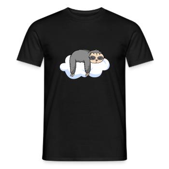Funny sloth motif on cloud - Men's T-Shirt - black - Front - AI Model Male 178 light (178cm)