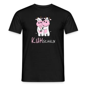 Kühe knuddeln gerne Kuhscheln verliebt umarmen - Männer T-Shirt - Schwarz - Vorne - AI Model Male 178 light (178cm)