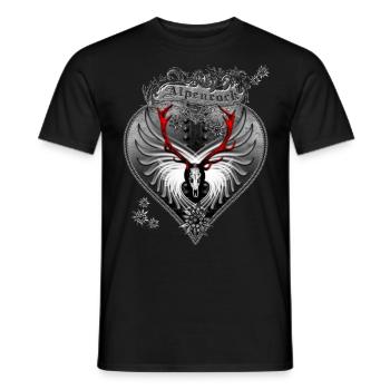 Alpine rock - deer design with skull & antlers - Men's T-Shirt - black - Front - AI Model Male 178 light (178cm)