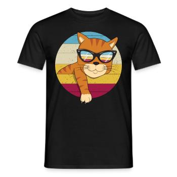 Vintage rothaar Katze Sonnenbrille Katzenliebhaber - Männer T-Shirt - Schwarz - Vorne - AI Model Male 178 light (178cm)