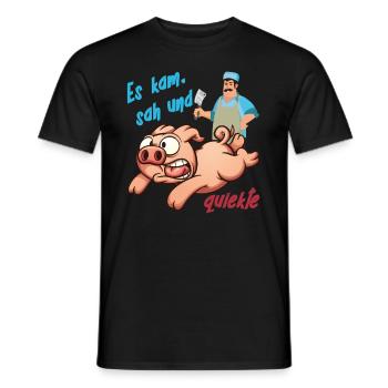 Schwein Metzger Es kam sah und quiekte Schlachten - Männer T-Shirt - Schwarz - Vorne - AI Model Male 178 light (178cm)