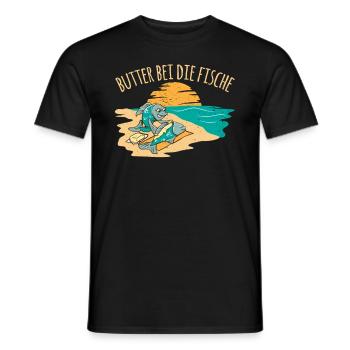 Butter bei die Fische Plattdeutsch Spruch - Männer T-Shirt - Schwarz - Vorne - AI Model Male 178 light (178cm)