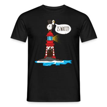 Seagull lighthouse is Watt on the North Sea coast - Men's T-Shirt - black - Front - AI Model Male 178 light (178cm)