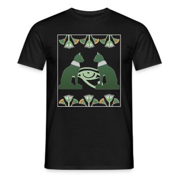 Déesse du chat Bastet et Horus Eye, Art Egypte - T-shirt homme - noir - Devant - AI Model Male 178 light (178cm)