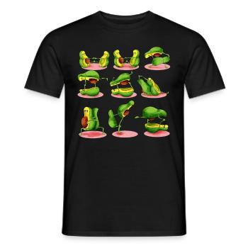 Yoga Veggie Avocado Couple Meditation Avocato - Men's T-Shirt - black - Front - AI Model Male 178 light (178cm)