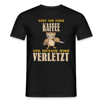 Eule Barista Lebensretter Kaffee Coffee Cappuccino - Männer T-Shirt - Schwarz - Vorne - AI Model Male 178 light (178cm)