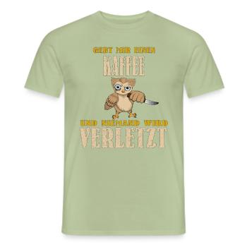 Eule Barista Lebensretter Kaffee Coffee Cappuccino - Männer T-Shirt - Sage - Vorne - AI Model Male 178 light (178cm)