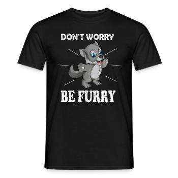 Süßer Wolf Spruch Don't worry be Furry Fox - Männer T-Shirt - Schwarz - Vorne - AI Model Male 178 light (178cm)