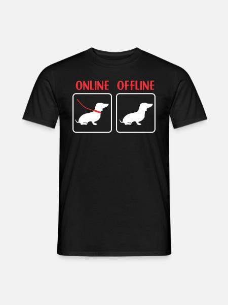 Hund Online Offline Leine Geburtstag Weihnachten - Männer T-Shirt - Schwarz