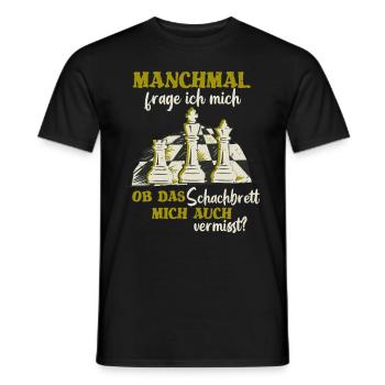 Schachspieler ob das Schachbrett mich vermisst - Männer T-Shirt - Schwarz - Vorne - AI Model Male 178 light (178cm)