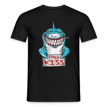 Great White Shark Free Kiss Shark Bite Bite Teeth - Men's T-Shirt - black - Front - AI Model Male 178 light (178cm)
