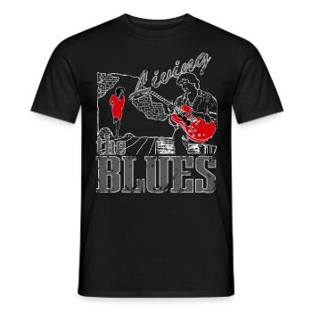 Blues Music Guitar - Men's T-Shirt - black - Front - AI Model Male 178 light (178cm)