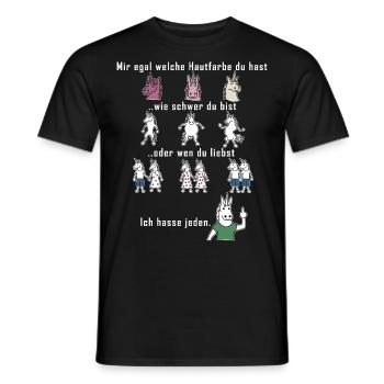 Peu importe la couleur de votre peau, je déteste tout le monde! - T-shirt homme - noir - Devant - AI Model Male 178 light (178cm)