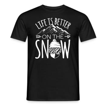 Life is Better on the Snow Snow Skiing Skis - Men's T-Shirt - black - Front - AI Model Male 178 light (178cm)