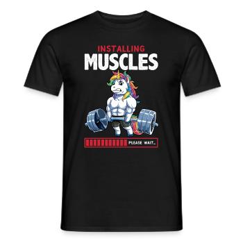 Installing Muscles cool licorne avec barre d’haltère - T-shirt homme - noir - Devant - AI Model Male 178 light (178cm)