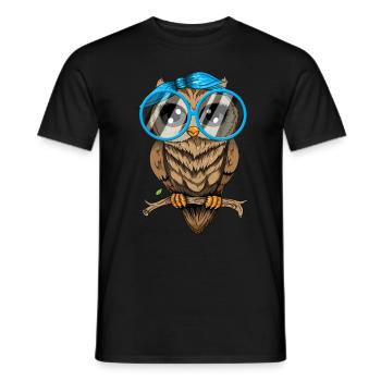 Eule ich mag halt Eulen Nerd Brille Crazy Owl Lady - Männer T-Shirt - Schwarz - Vorne - AI Model Male 178 light (178cm)