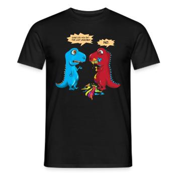 Did you eat the last Unicorn? Letztes Einhorn Dino - Männer T-Shirt - Schwarz - Vorne - AI Model Male 178 light (178cm)