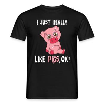 I Just really like Pigs ok Cochon rose Renard - T-shirt homme - noir - Devant - AI Model Male 178 light (178cm)