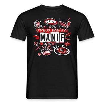 J'peux pas j'ai manif - T-shirt homme - noir - Devant - AI Model Male 178 light (178cm)