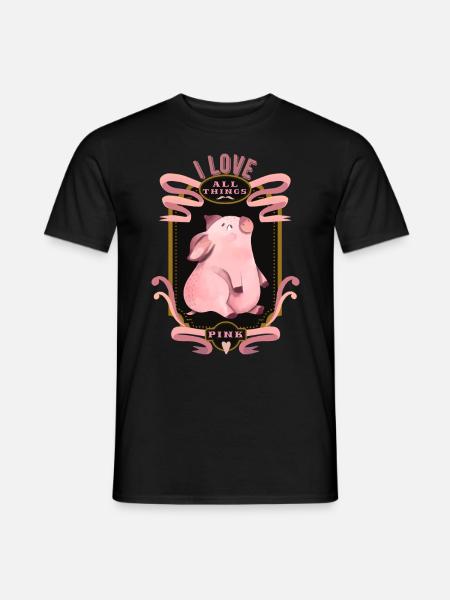 Cochon, drôle de cochon, cochon chanceux - T-shirt homme - noir