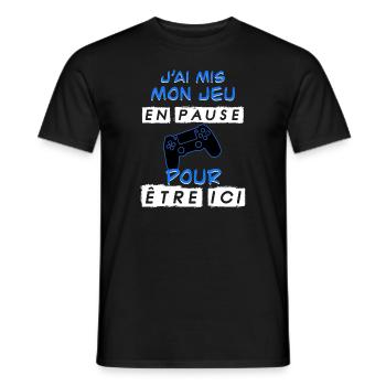 Jeu en pause - T-shirt homme - noir - Devant - AI Model Male 178 light (178cm)