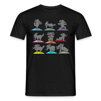 Yoga Pose Sport Elephant Funny Humorous Gift - Men's T-Shirt - black - Front - AI Model Male 178 light (178cm)
