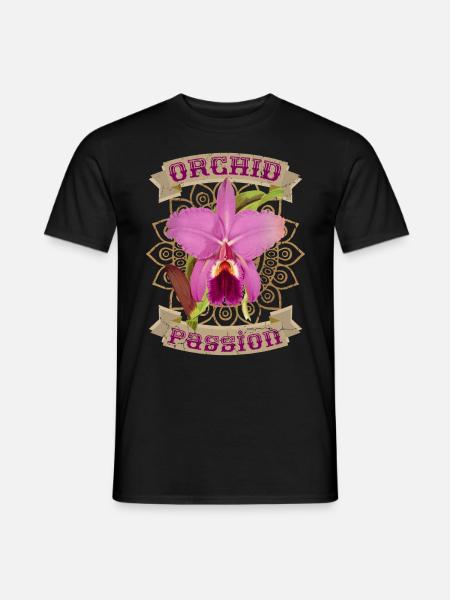 Orchidee, Orchideen, Vintage-Orchidee - Männer T-Shirt - Schwarz