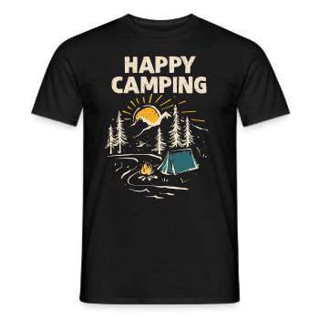 Happy Camping Holiday in a Tent - Camper Outfit - Men's T-Shirt - black - Front - AI Model Male 178 light (178cm)