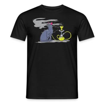 Chat propriétaire chat fumé Shisha fumeurs - T-shirt homme - noir - Devant - AI Model Male 178 light (178cm)