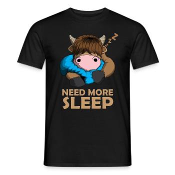 Need more Sleep Scottish Highland Cattle Cow - Men's T-Shirt - black - Front - AI Model Male 178 light (178cm)