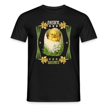 Pâques, Joyeuses Pâques, Poussins d’oeufs vintage rétro - T-shirt homme - noir - Devant - AI Model Male 178 light (178cm)