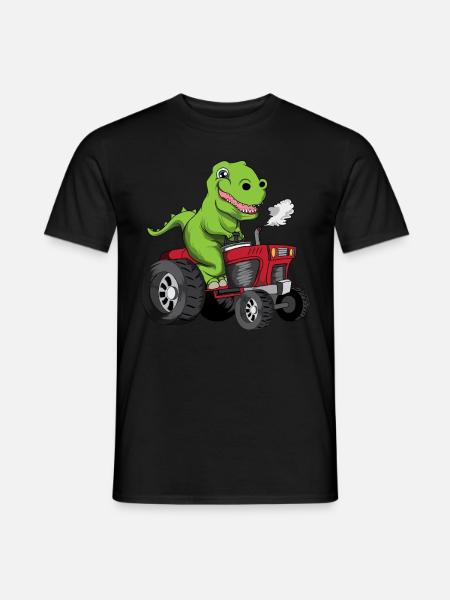 Alte junge Dino Dinosaurier Traktor Trecker T Rex - Männer T-Shirt - Schwarz