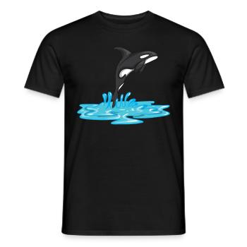 From Water Jumping Orca Killer Whale Motifs - Men's T-Shirt - black - Front - AI Model Male 178 light (178cm)