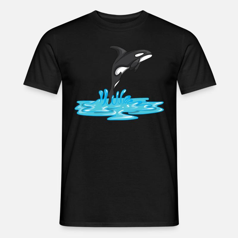 Aus Wasser Springender Orca Killer Wal Motive - Männer T-Shirt - Schwarz