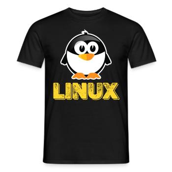 Linux - Men's T-Shirt - black - Front - AI Model Male 178 light (178cm)