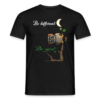 Be Different Be You Sweet Owl Sei Anders Saying - Men's T-Shirt - black - Front - AI Model Male 178 light (178cm)
