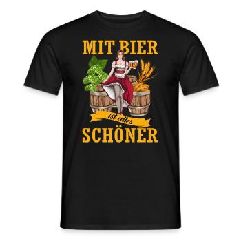 Mit Bier ist alles schöner Kneipe Bier trinken - Männer T-Shirt - Schwarz - Vorne - AI Model Male 178 light (178cm)